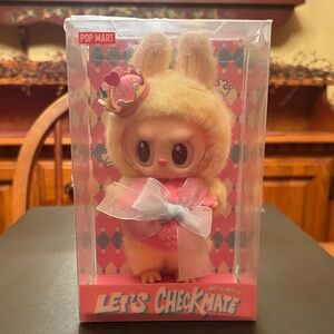 Pop Mart -The Monsters - Let's Checkmate Labubu Plush Pendant Yellow - New